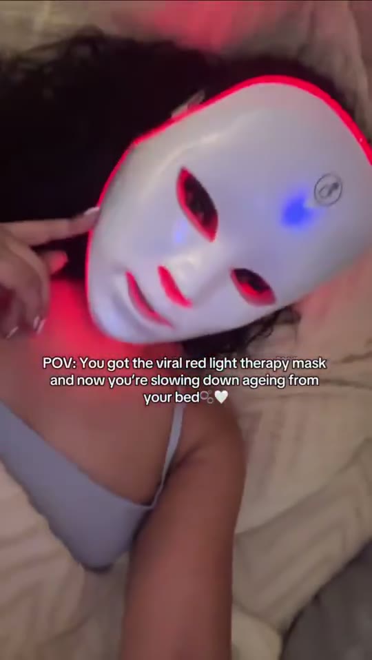 Using the red-light mask in bed